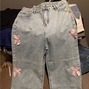 Amazon Light Blue Jeans with Pink Accents
